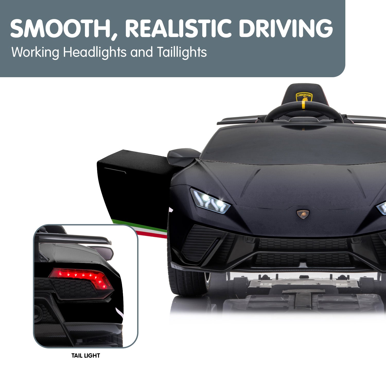 Black Lamborghini Performante Kids Electric Ride On Car, Remote