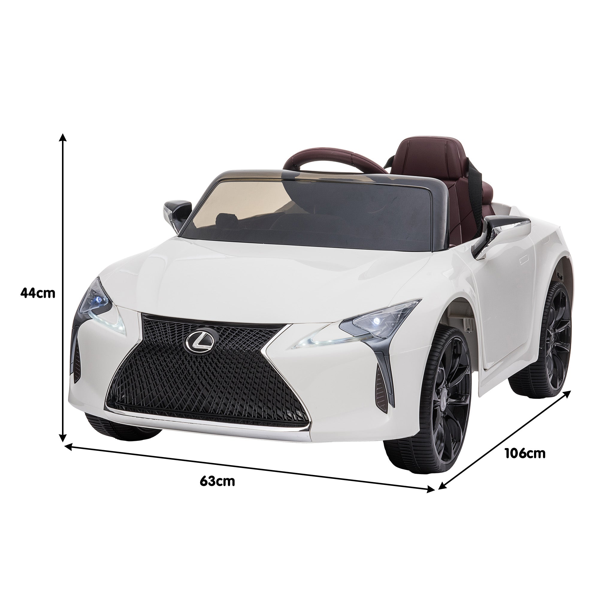 White Licensed Lexus LC 500 Kids Electric Ride-On Car LED Lights