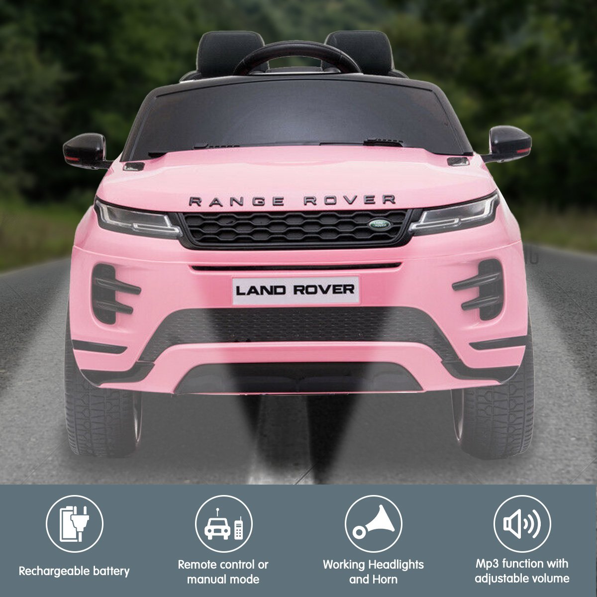 Pink Land Rover Kids Electric Ride On Car w/ Remote, Lights