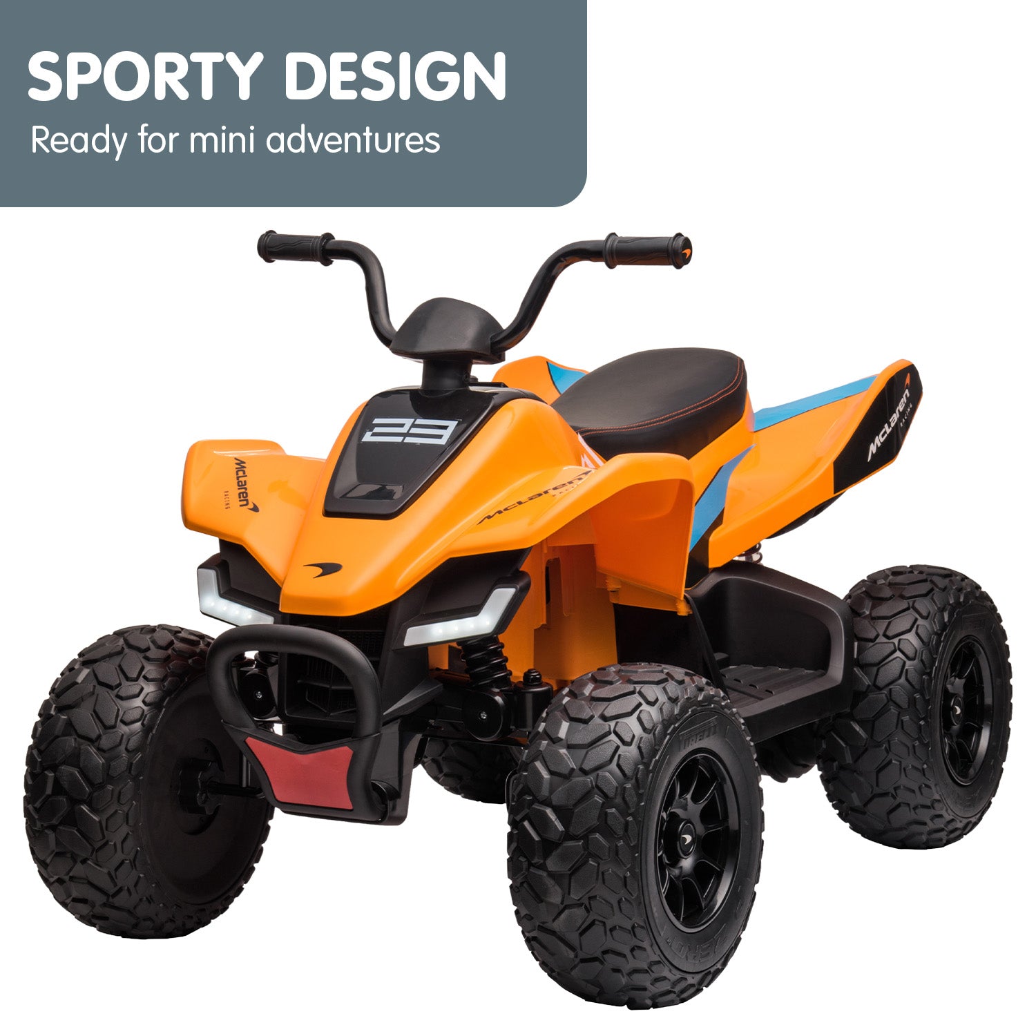 McLaren MCL35 Ride On Quad Bike-LED, Radio, MP3, Orange