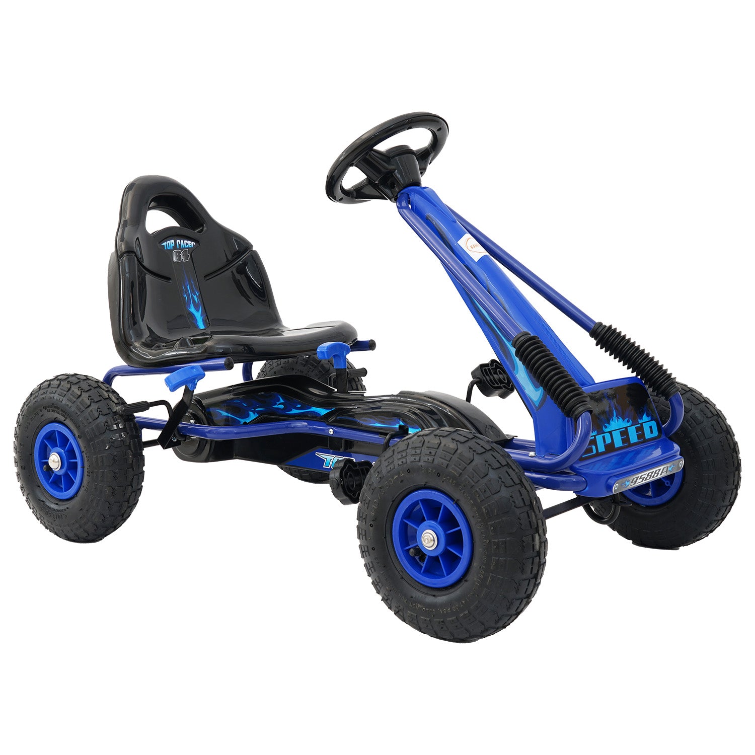 Strong Frame Kids Pedal Go Kart, Brake System, Blue - Kahuna