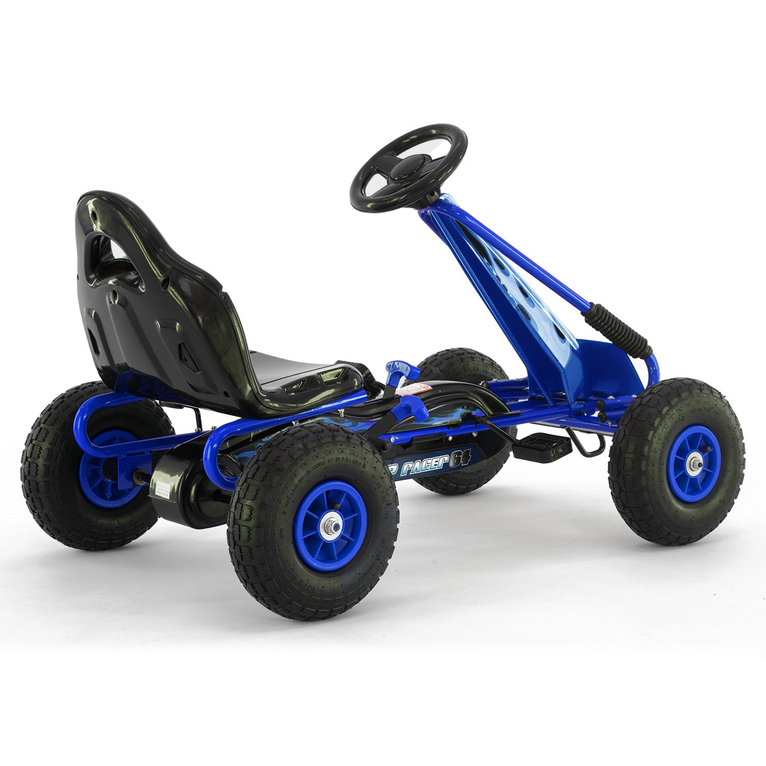 Strong Frame Kids Pedal Go Kart, Brake System, Blue - Kahuna