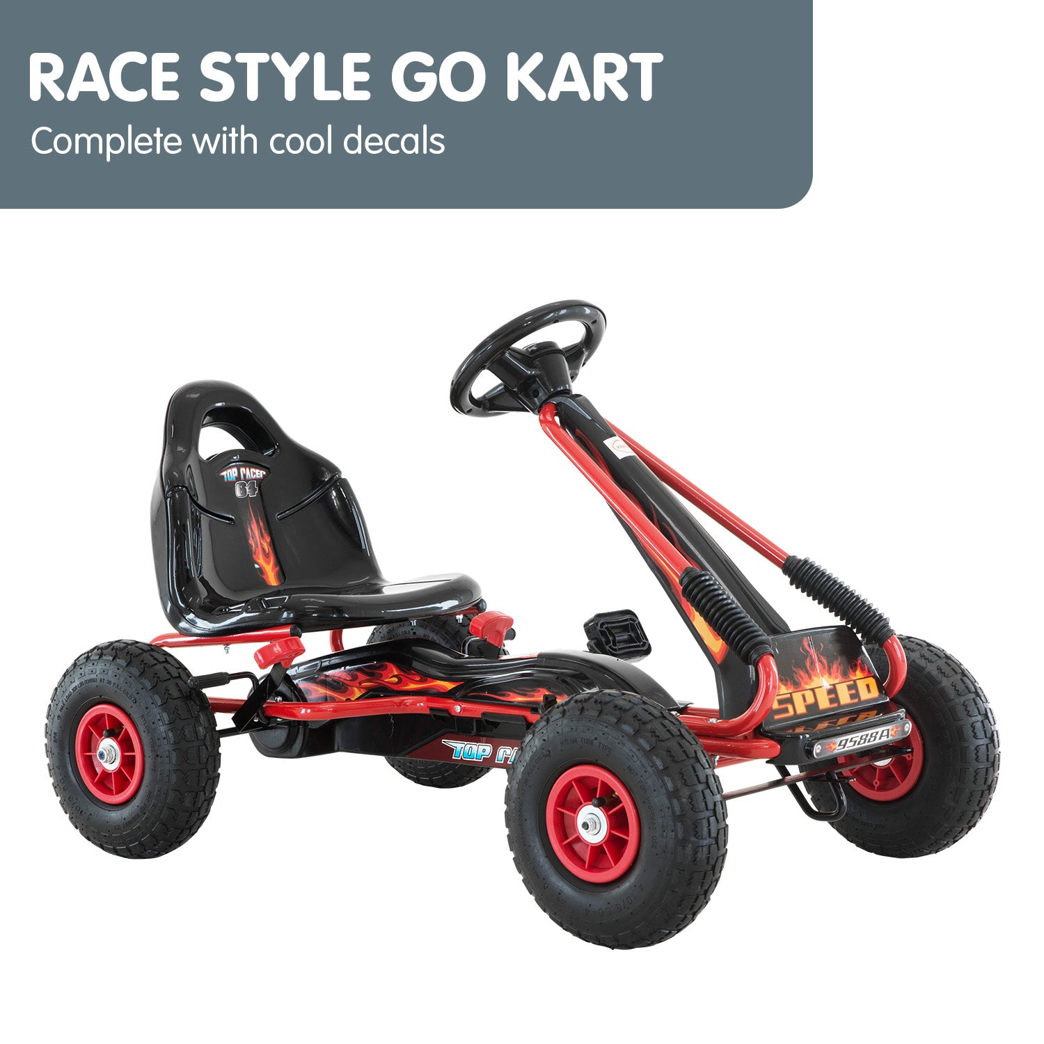 Kids Pedal Go Kart, Built Frame, Rubber Tyres - Kahuna