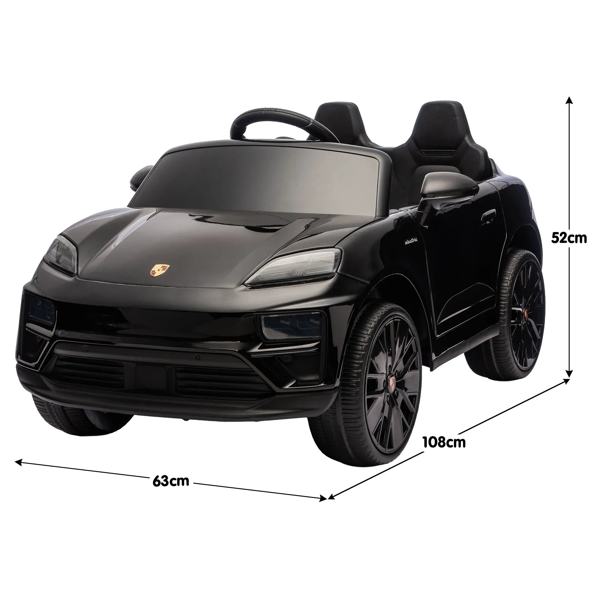 Kahuna Black Porsche Macan Turbo EV Kids Ride On Car 12V Electric Car
