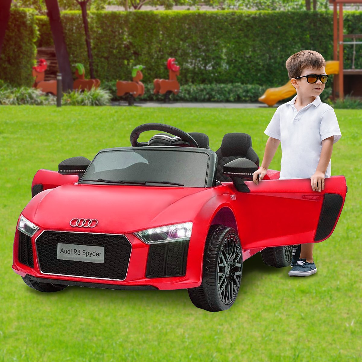 Audi R8 Spyder Kids Ride-On Car, Remote, MP3, Red - Kahuna