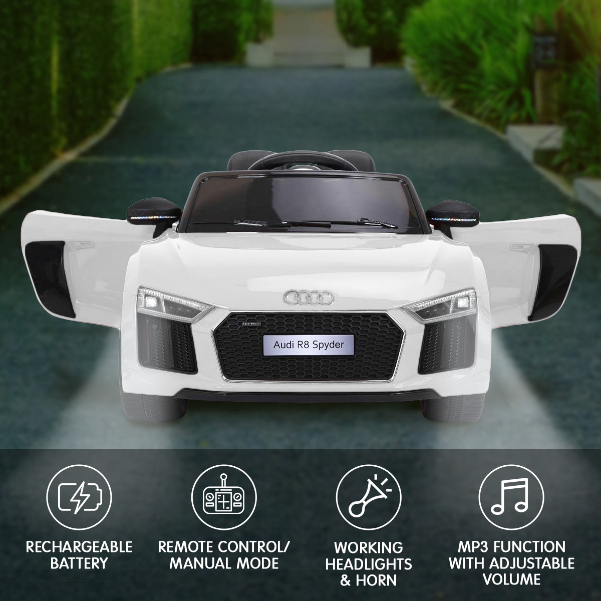 Audi R8 Spyder Electric Ride On Car with Remote & MP3 - Kahuna