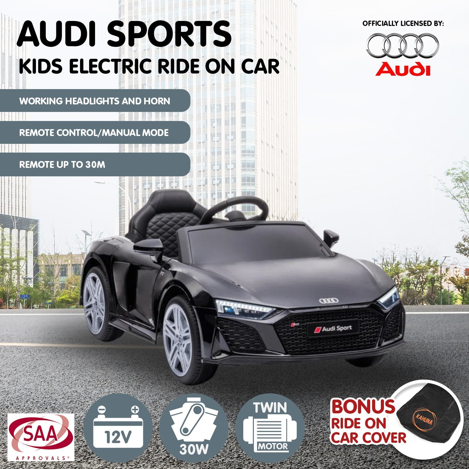 Licensed Audi Sport Kids Electric Ride-On Car, Remote Control