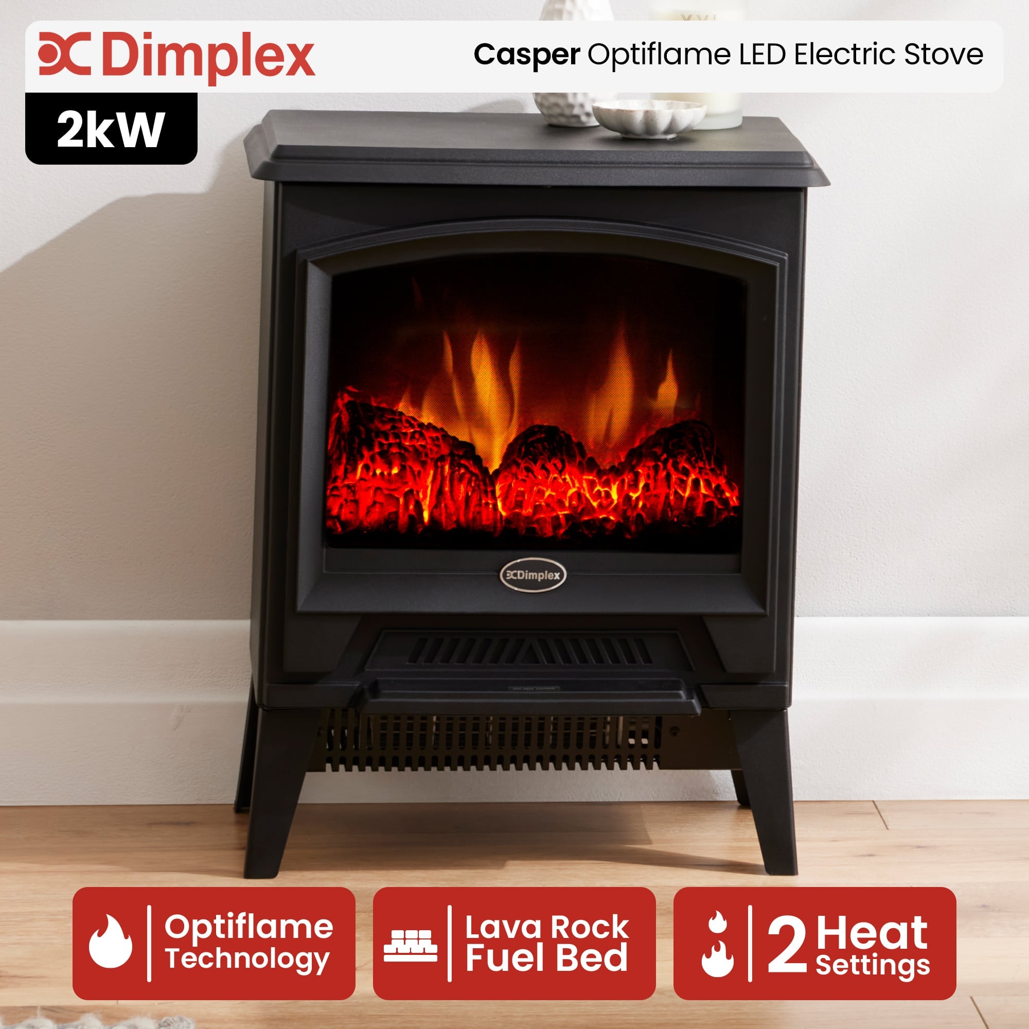 Dimplex 2kW Casper Optiflame Portable Electric Stove