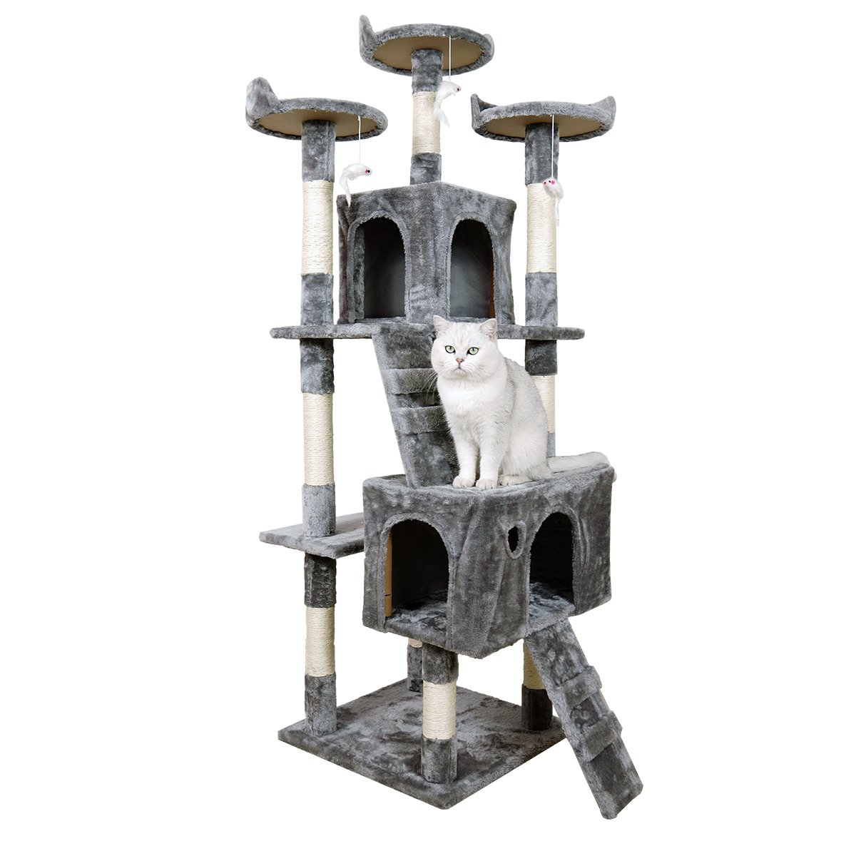 170cm Cat Tree with Scratching Posts, Shelves, Cubby Houses - Furtastic