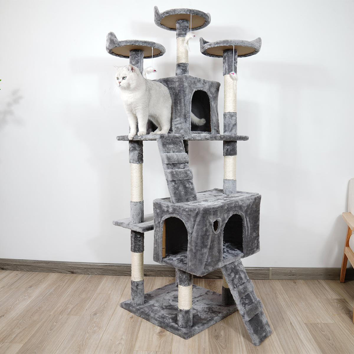 170cm Cat Tree with Scratching Posts, Shelves, Cubby Houses - Furtastic