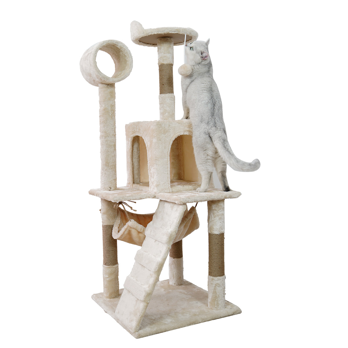 Multi-Storey 135cm Cat Tree with Scratching Post & Hammock