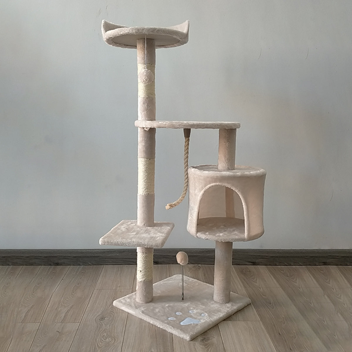 110cm Plush Multi-Level Cat Tree with Toys & Posts