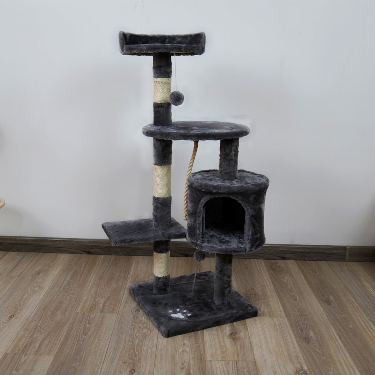 Eco-Friendly 110cm Cat Tree with Toys and Scratching Posts