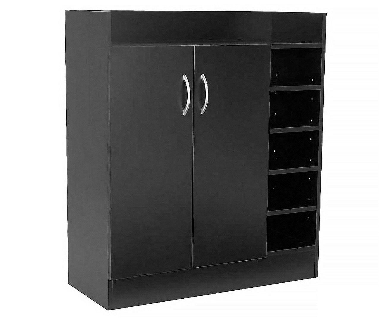 Sleek 21-Pair Shoe Cabinet with Adjustable Shelves, Black