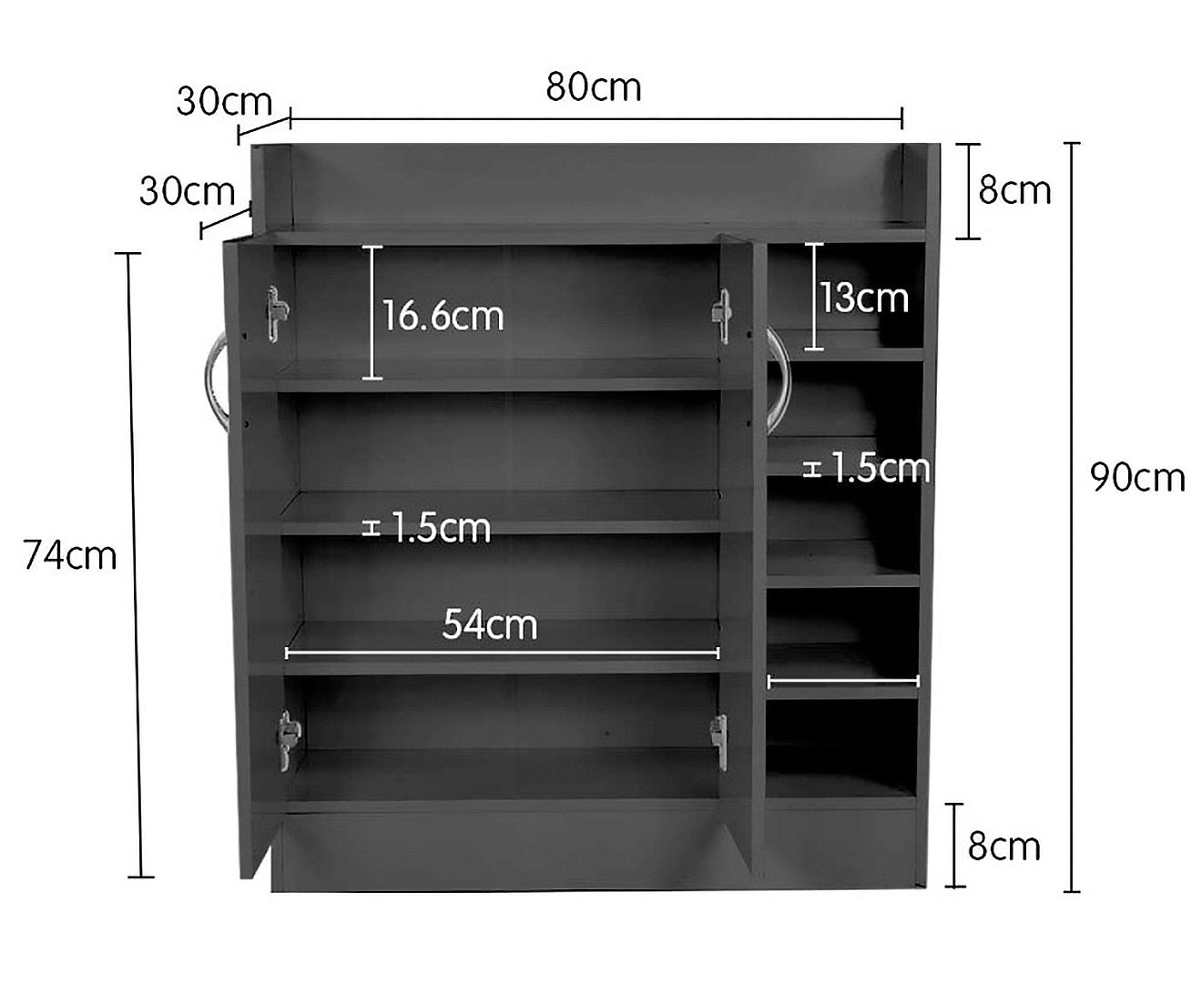 Sleek 21-Pair Shoe Cabinet with Adjustable Shelves, Black