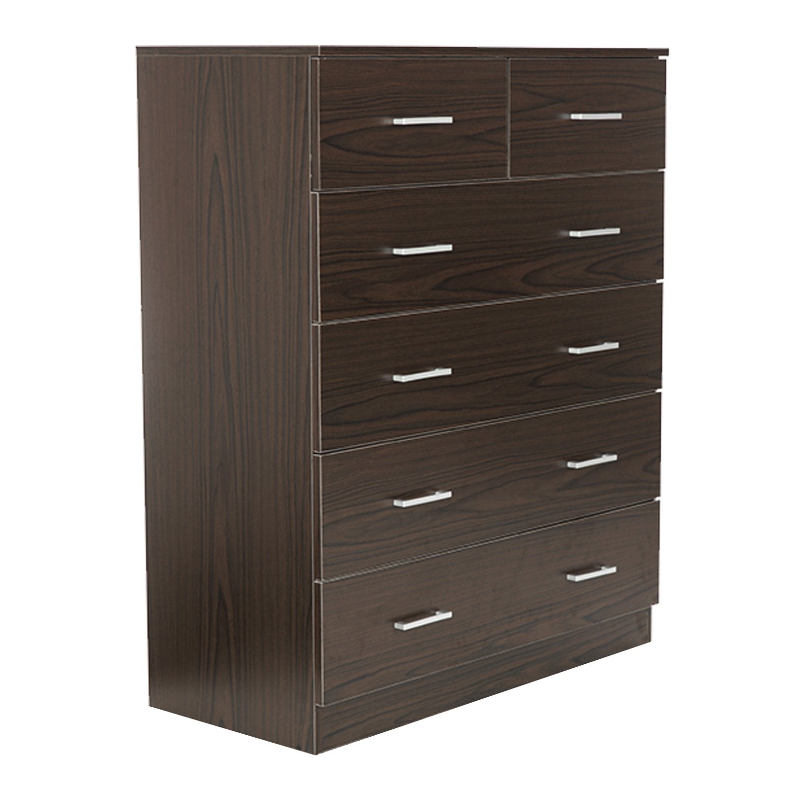 Melamine Finish 6-Drawer Tallboy Cabinet, Anti-Rust, Brown - Sarantino