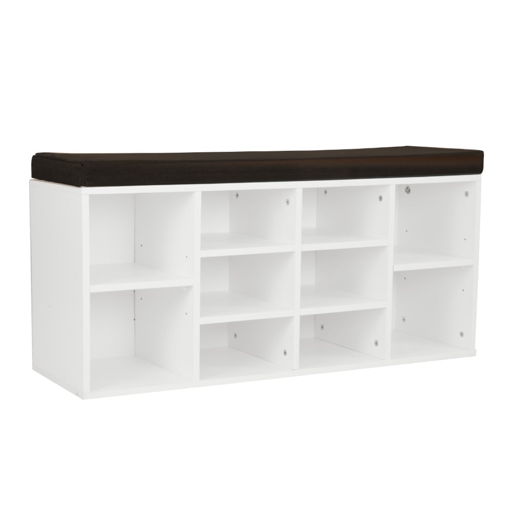 White Shoe Rack Bench, 10-Pair Storage, 120kg Capacity