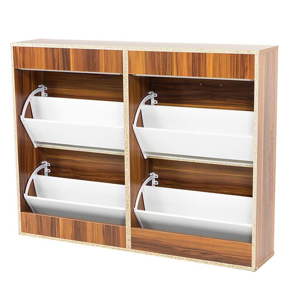 Sleek 24 Pairs Shoe Cabinet with Drawers and Shelves