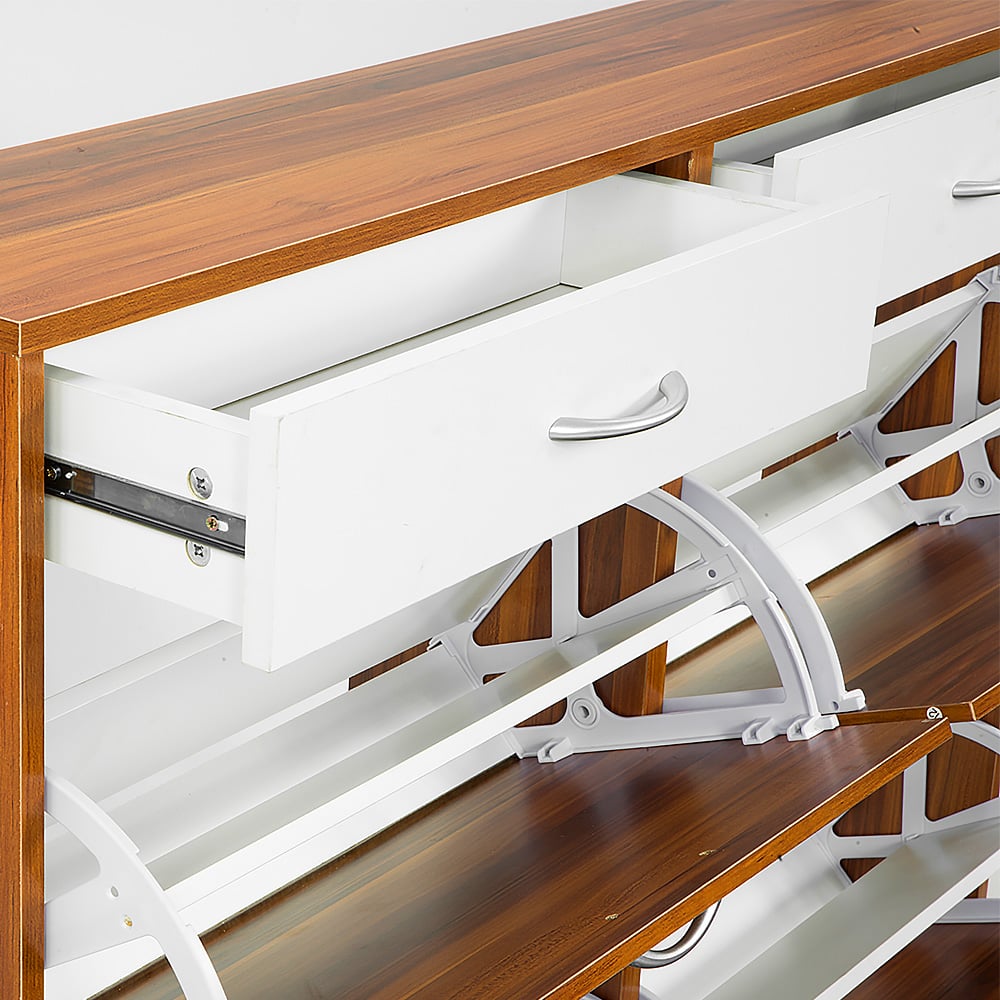 Sleek 24 Pairs Shoe Cabinet with Drawers and Shelves