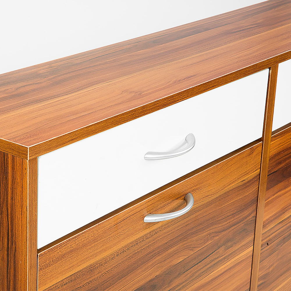 Sleek 24 Pairs Shoe Cabinet with Drawers and Shelves