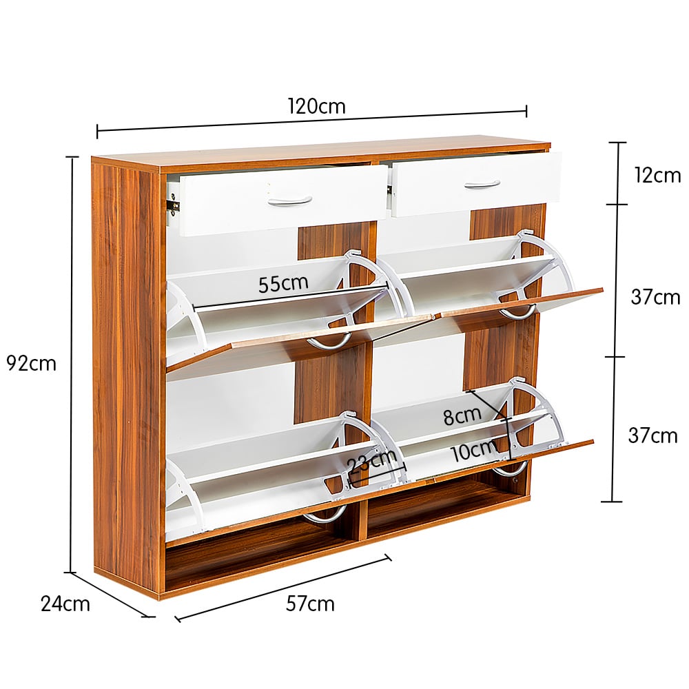 Sleek 24 Pairs Shoe Cabinet with Drawers and Shelves