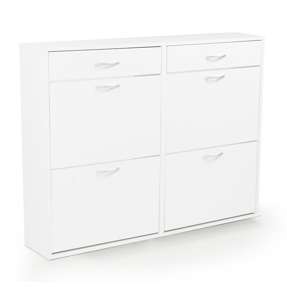 24-Pair Shoe Cabinet Storage with Drawers - White