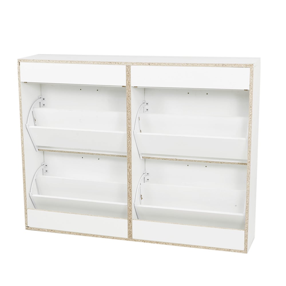 24-Pair Shoe Cabinet Storage with Drawers - White