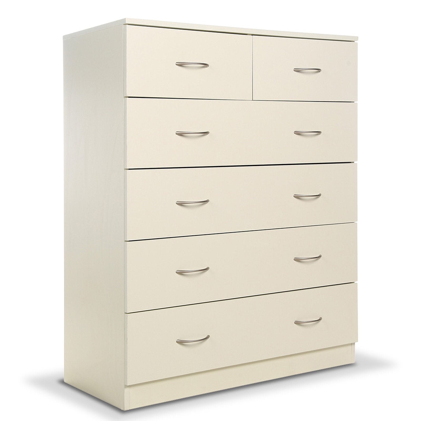 6 Drawer Tallboy Dresser, Melamine Finish, White Cabinet