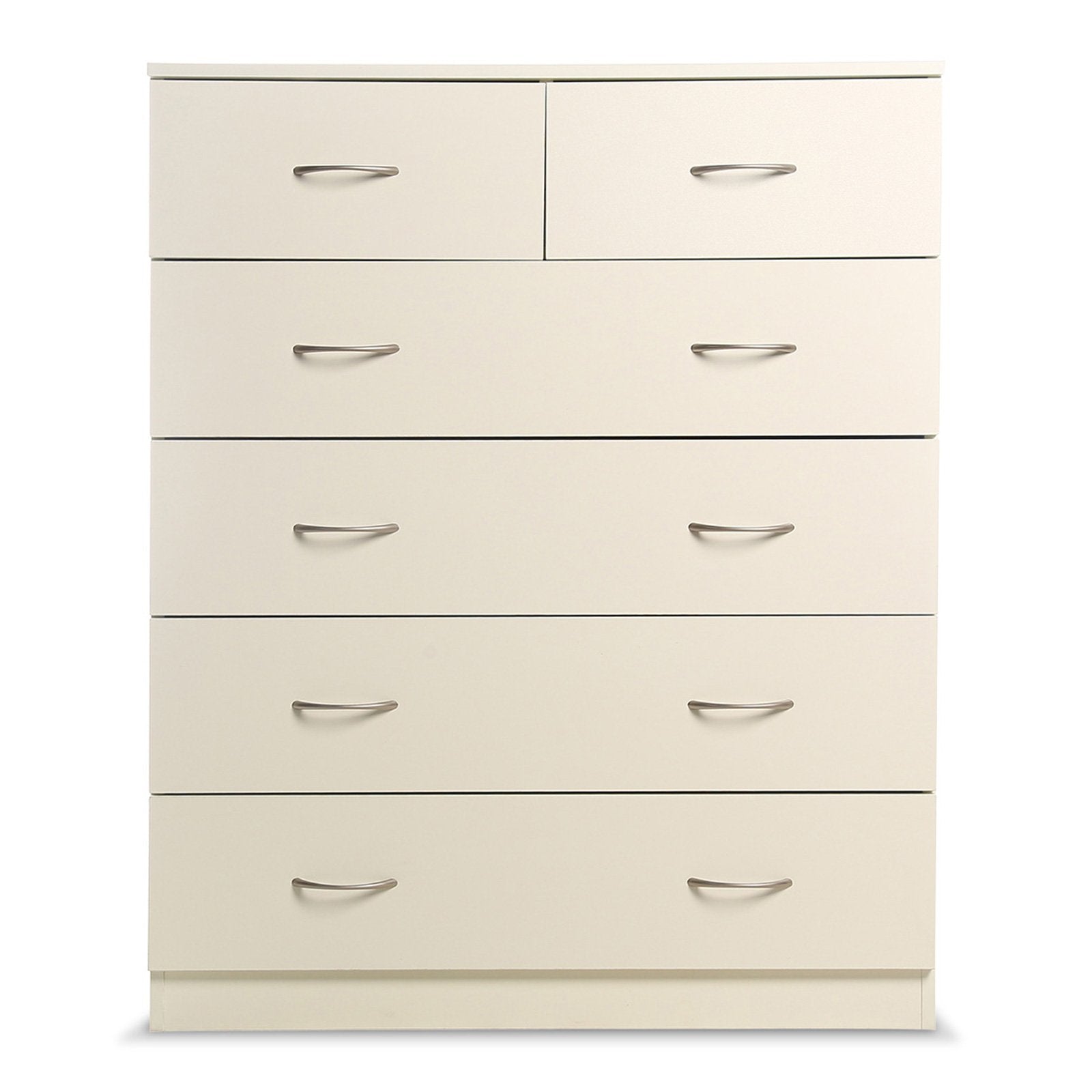 6 Drawer Tallboy Dresser, Melamine Finish, White Cabinet