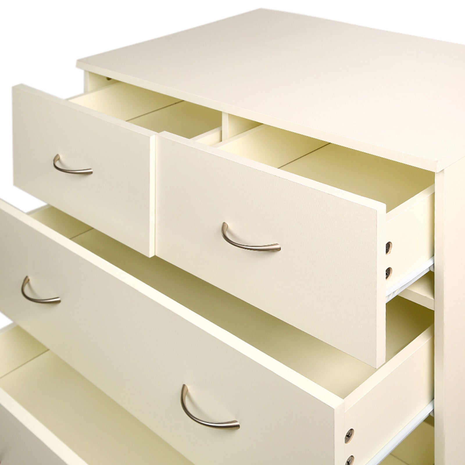 6 Drawer Tallboy Dresser, Melamine Finish, White Cabinet