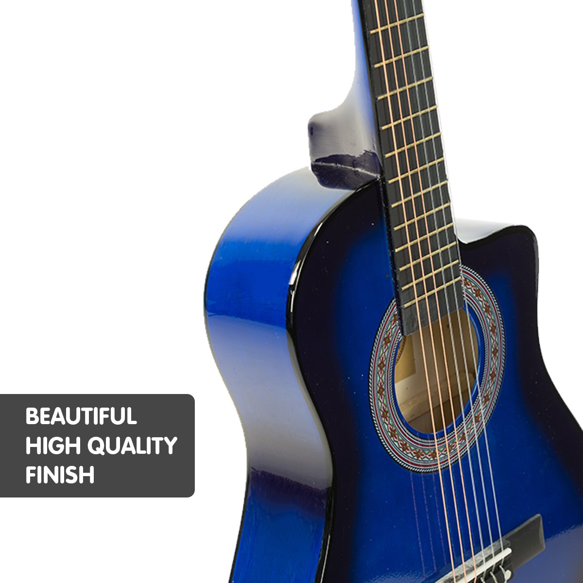 34-Inch Cutaway Acoustic Kids Guitar Set, Blue - Karrera