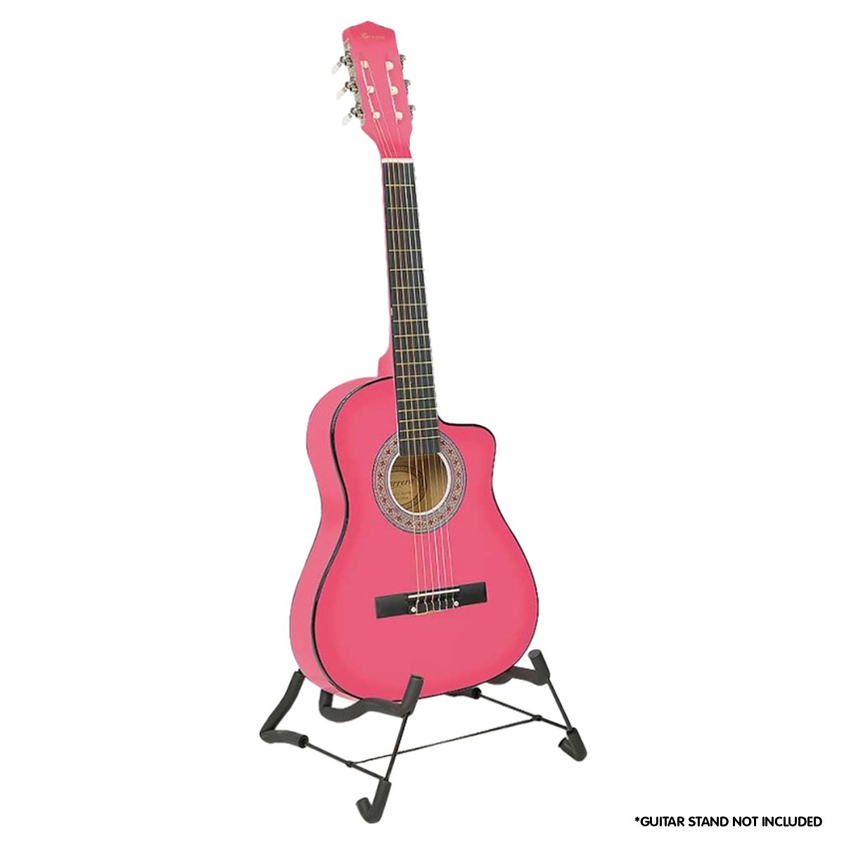 34in Pink Cutaway Childrens Acoustic Guitar with Picks