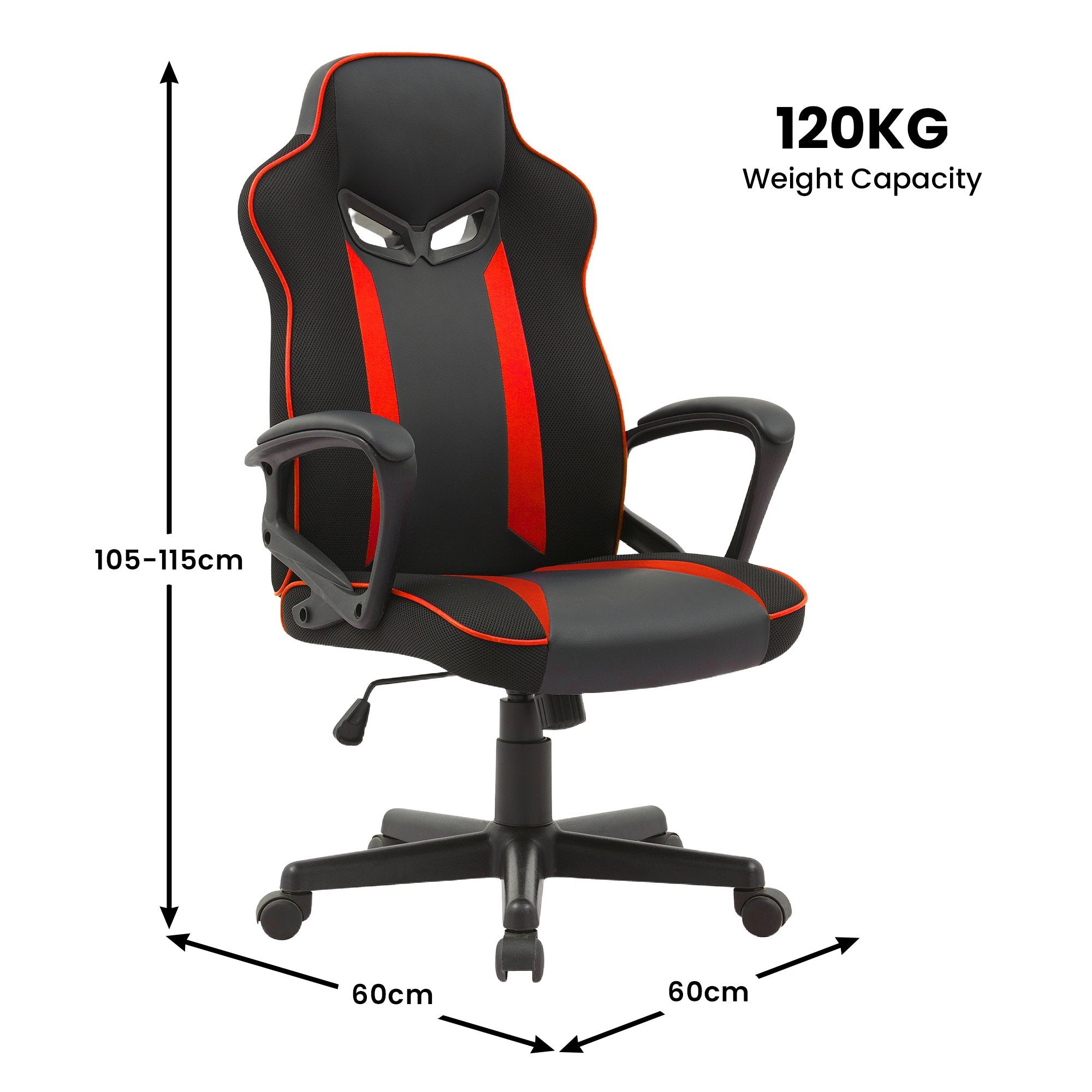 Fayzo Racing Reclining Gaming Office Chair Black Red Adjustable Mesh