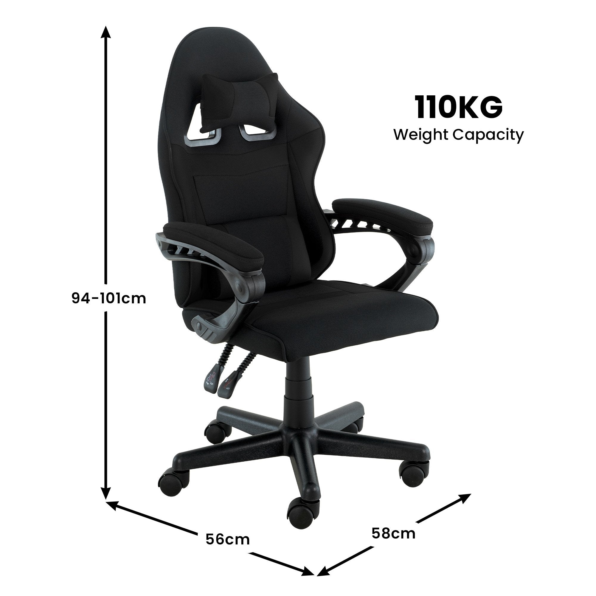Antre Kids Gaming Chair Black Adjustable Ergonomic Racing Style