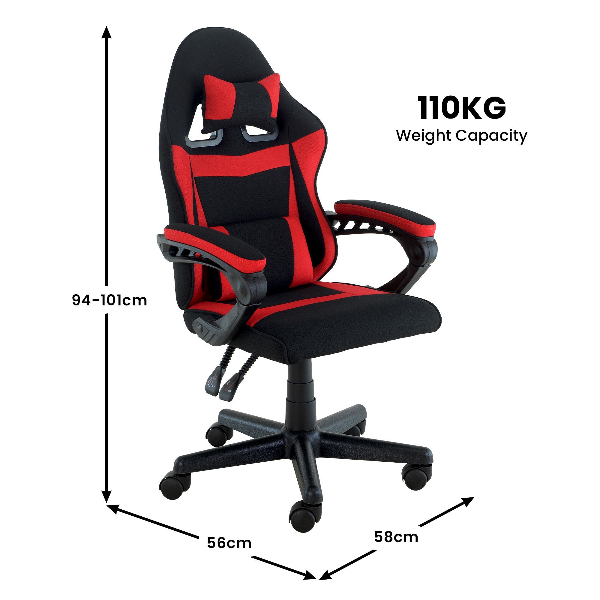 Antre Kids Gaming Chair Adjustable Ergonomic Black Red