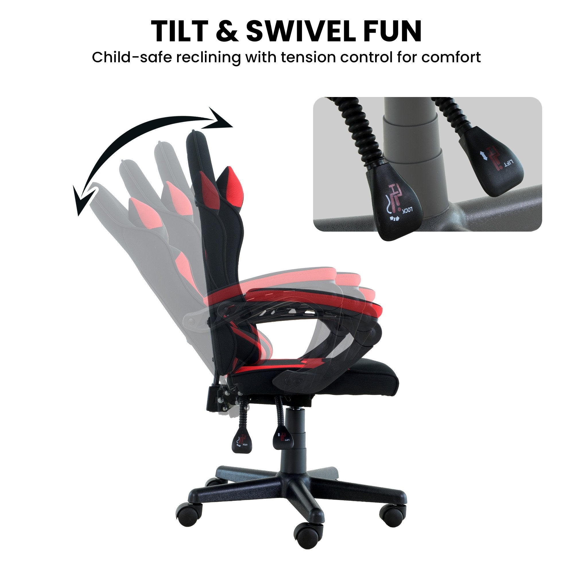 Antre Kids Gaming Chair Adjustable Ergonomic Black Red