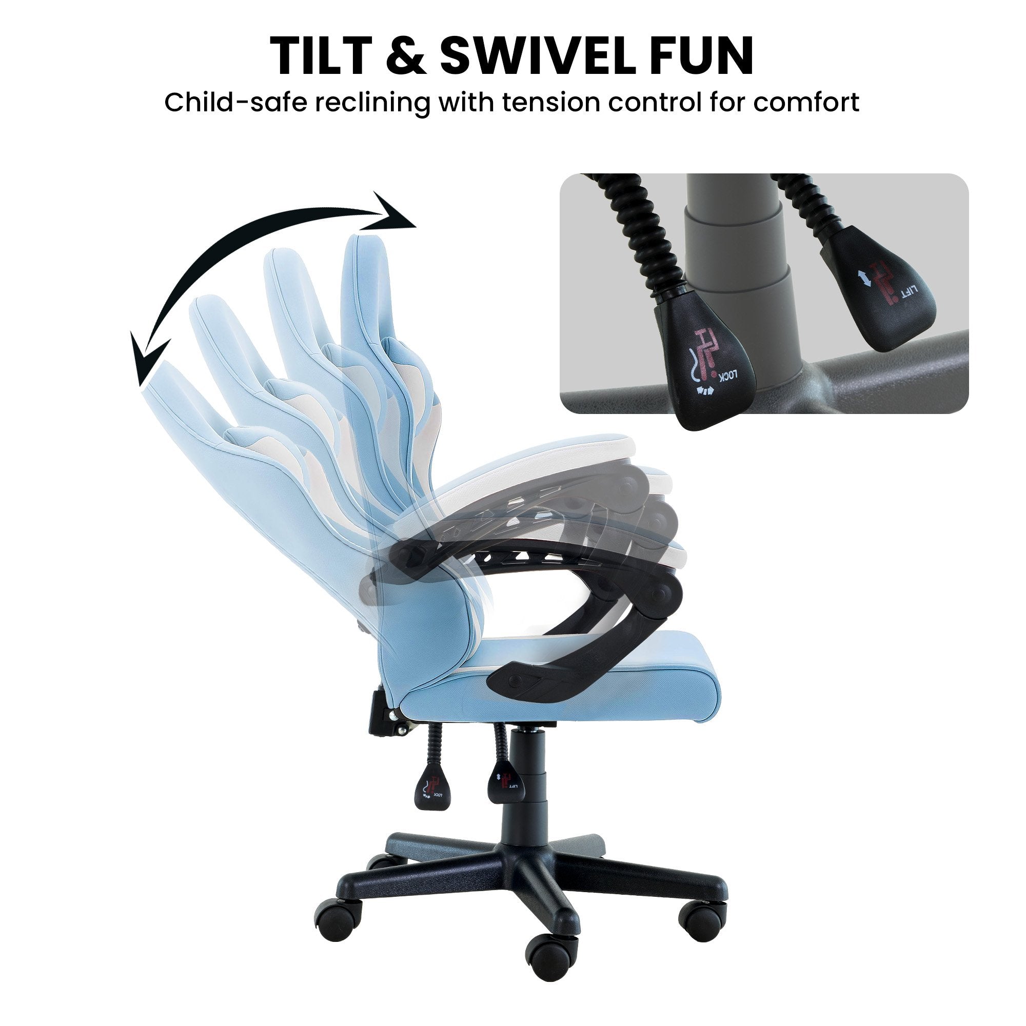 Antre Kids Gaming Chair Adjustable Black White