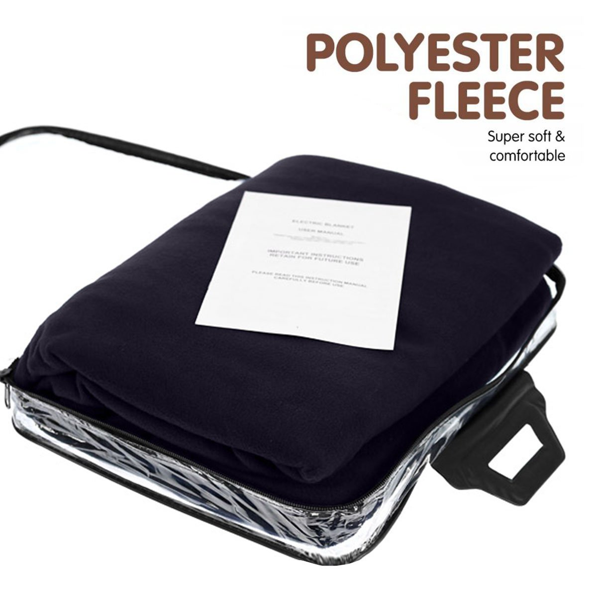 Heated Electric Car Blanket, Poly Fleece, 150x110cm, 12V, Blue - Laura Hill