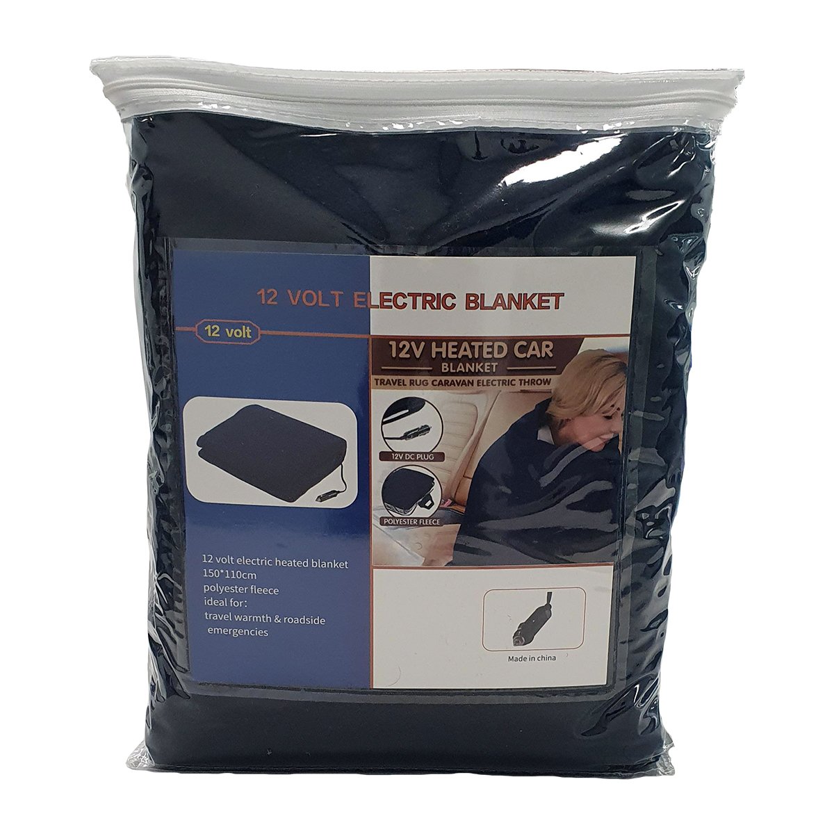 12V Heated Electric Car Blanket 150x110cm, Polyester Fleece