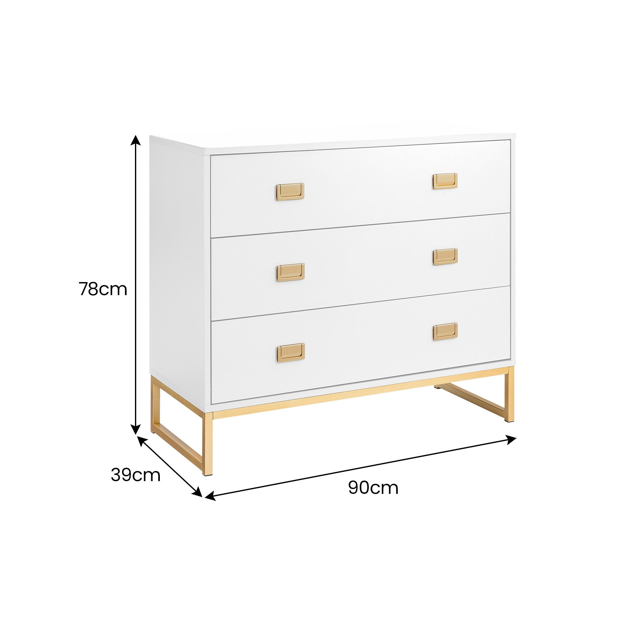 Gold Accents Tallboy Dresser, Spacious Drawers - Sarantino