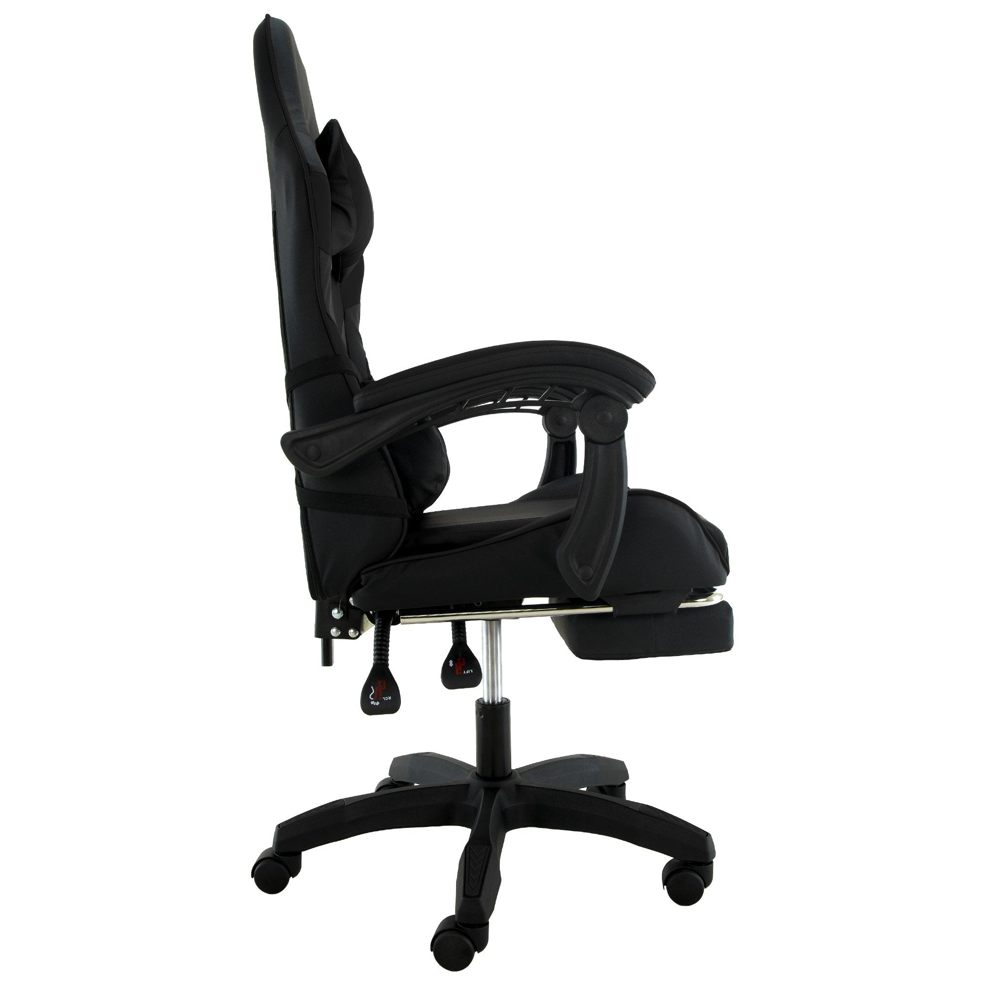 Cueva Reclining Gaming Office Chair Black Retractable Footrest