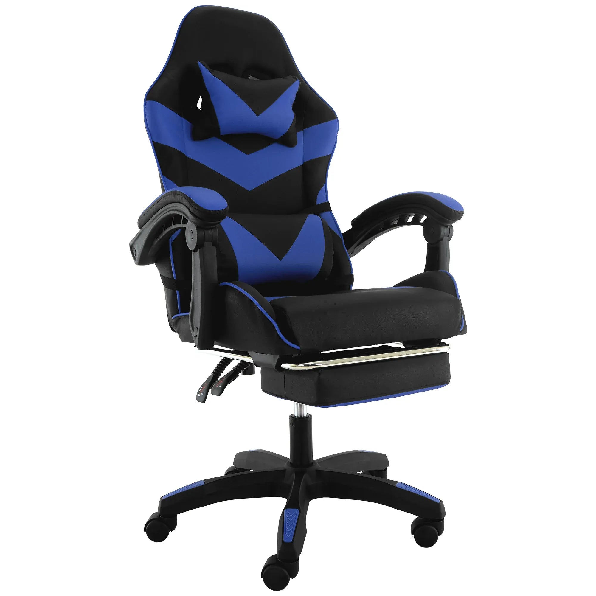 Sarantino Cueva Reclining High Back Office Gaming Chair Seat Retractable Footrest Office Computer Black & Blue
