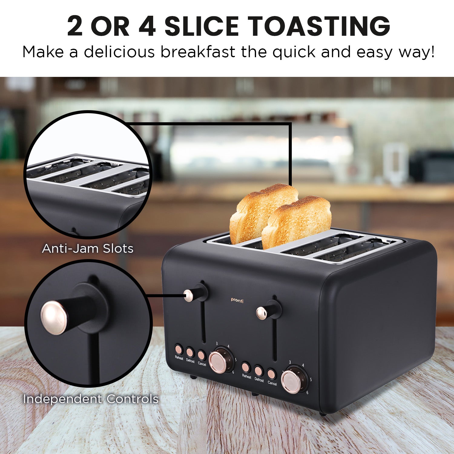 4-Slice Toaster, Espresso Machine, Kettle Set - Pronti