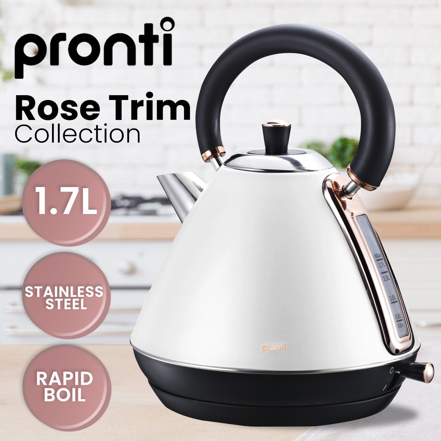 4-Slice Toaster, Kettle & 1.6L Espresso Machine Set - Pronti