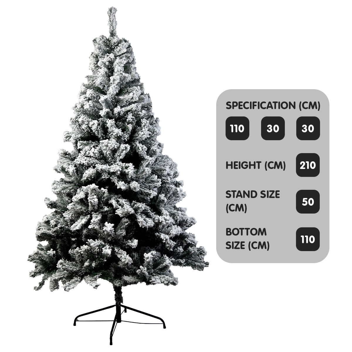 Snow-Tipped Christmas Tree 210cm, 1200 Tips, Easy Assembly