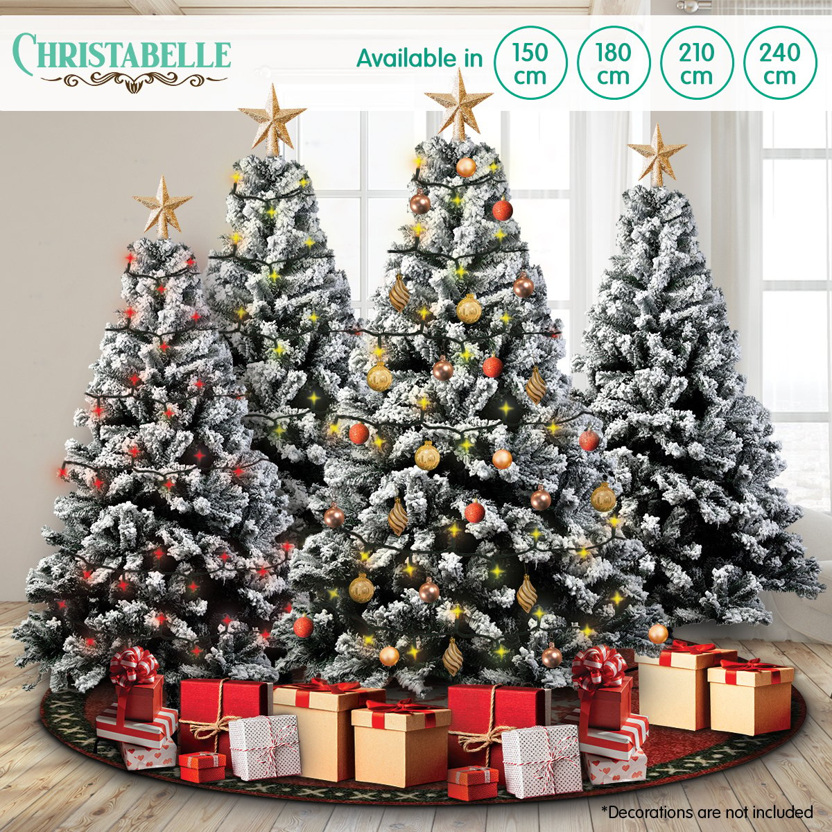 Snow-Tipped Christmas Tree 210cm, 1200 Tips, Easy Assembly