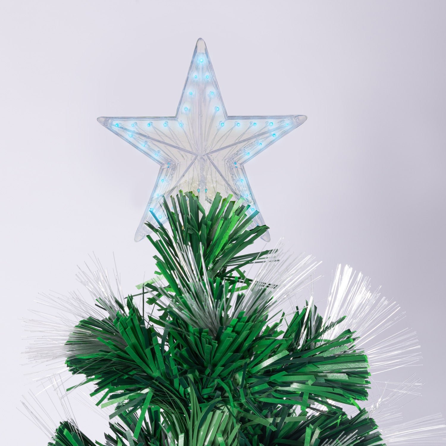 2.4m Fibre Optic Christmas Tree with Lights & Stars