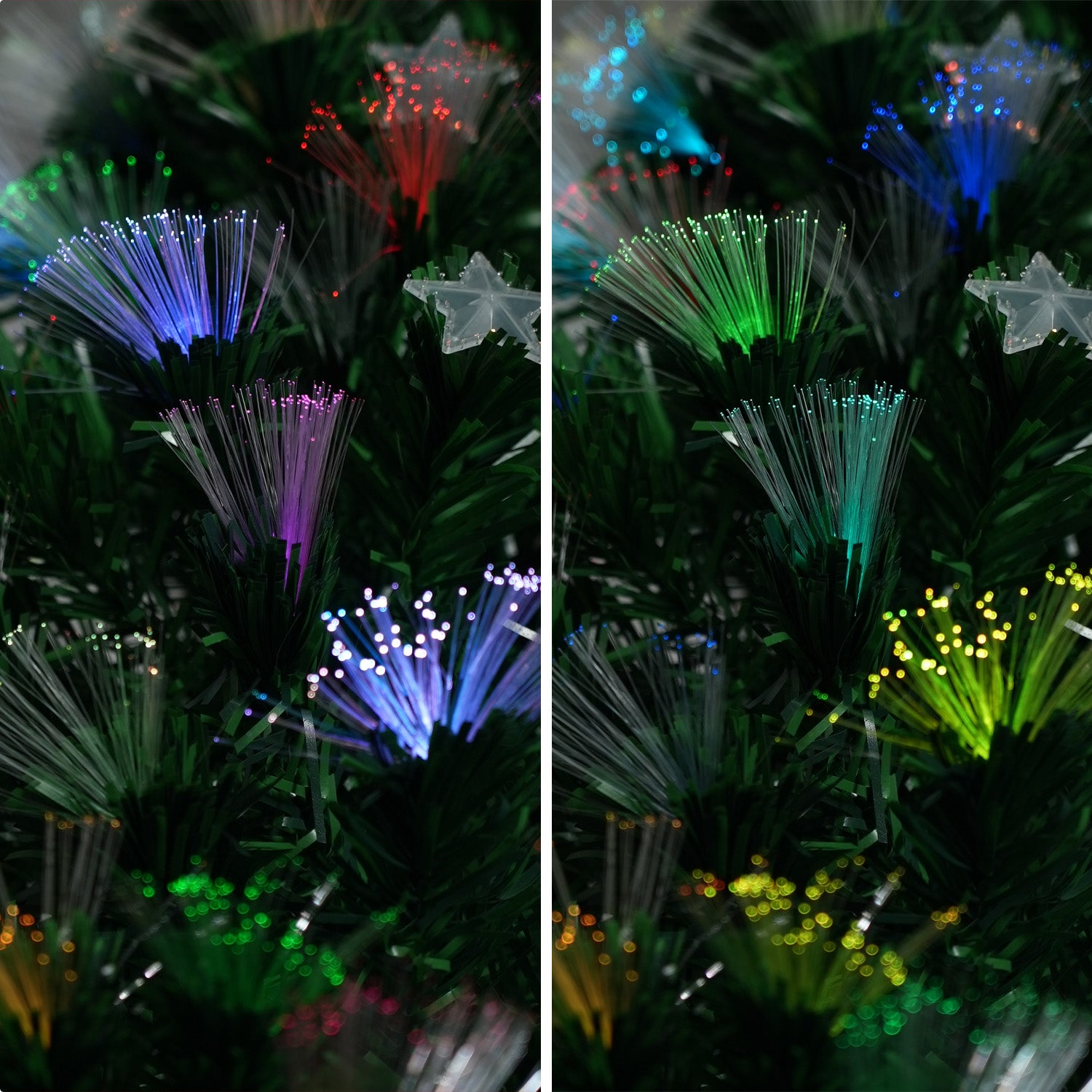 2.4m Fibre Optic Christmas Tree with Lights & Stars