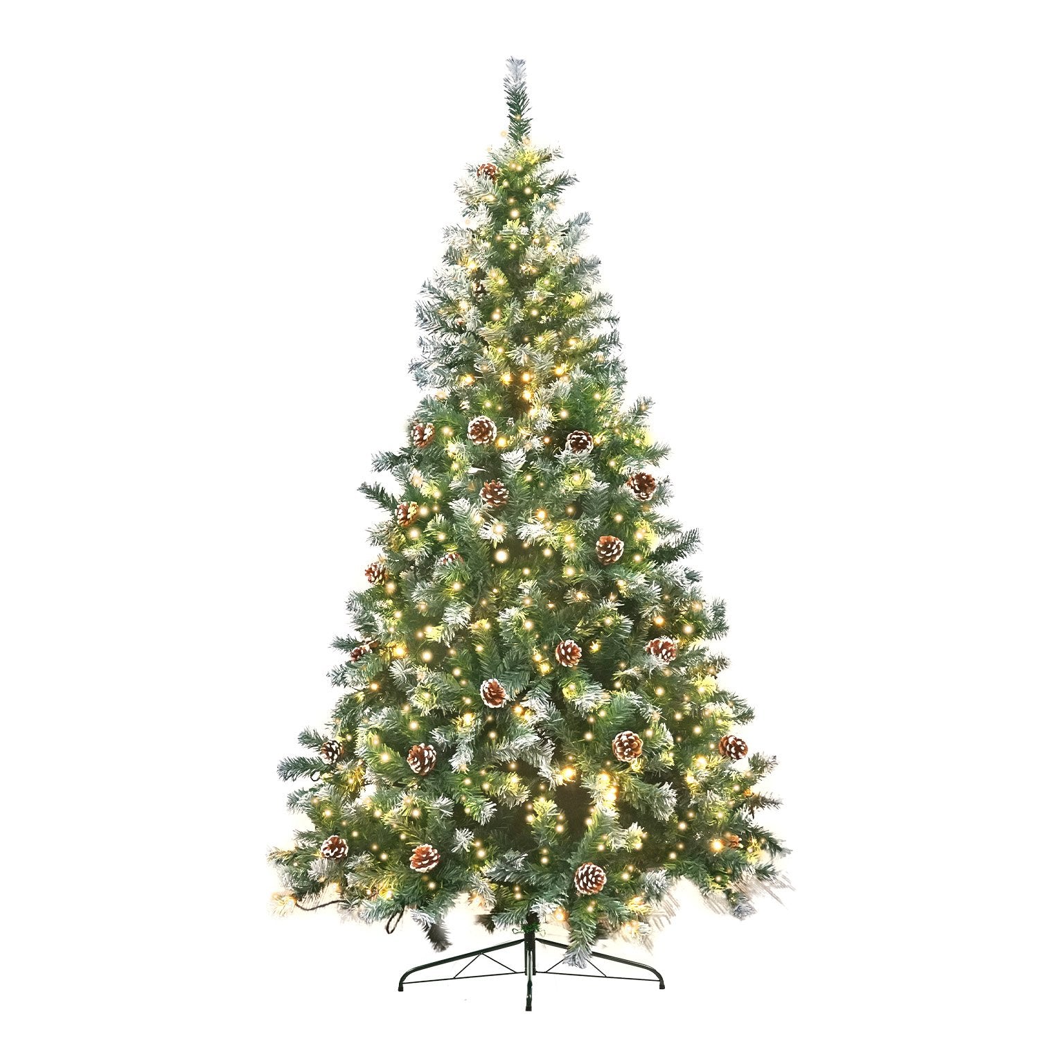 2.7m LED Christmas Tree w/ Pine Cones, Metal Stand, 750 Lights