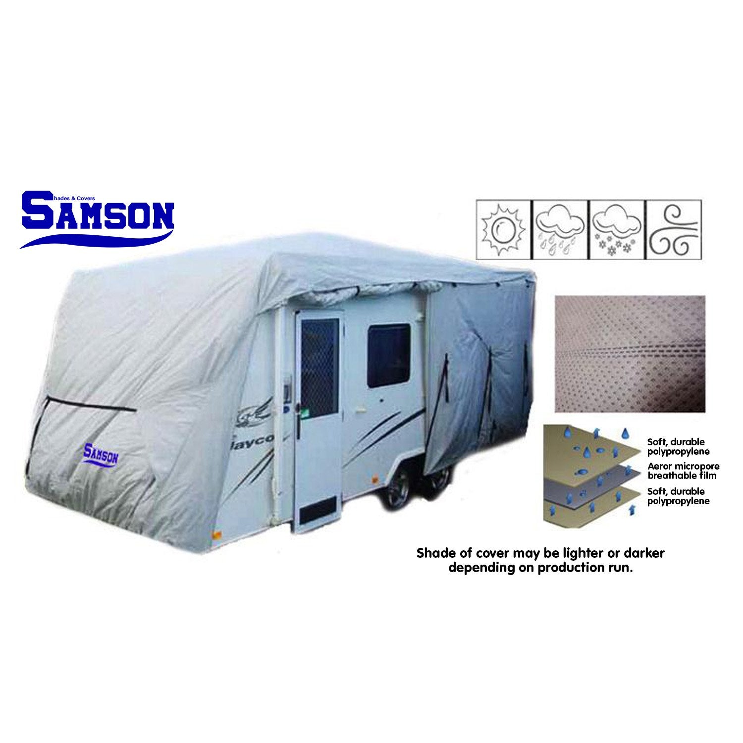 Heavy Duty Waterproof Caravan Cover 22-24ft, Triple Zip